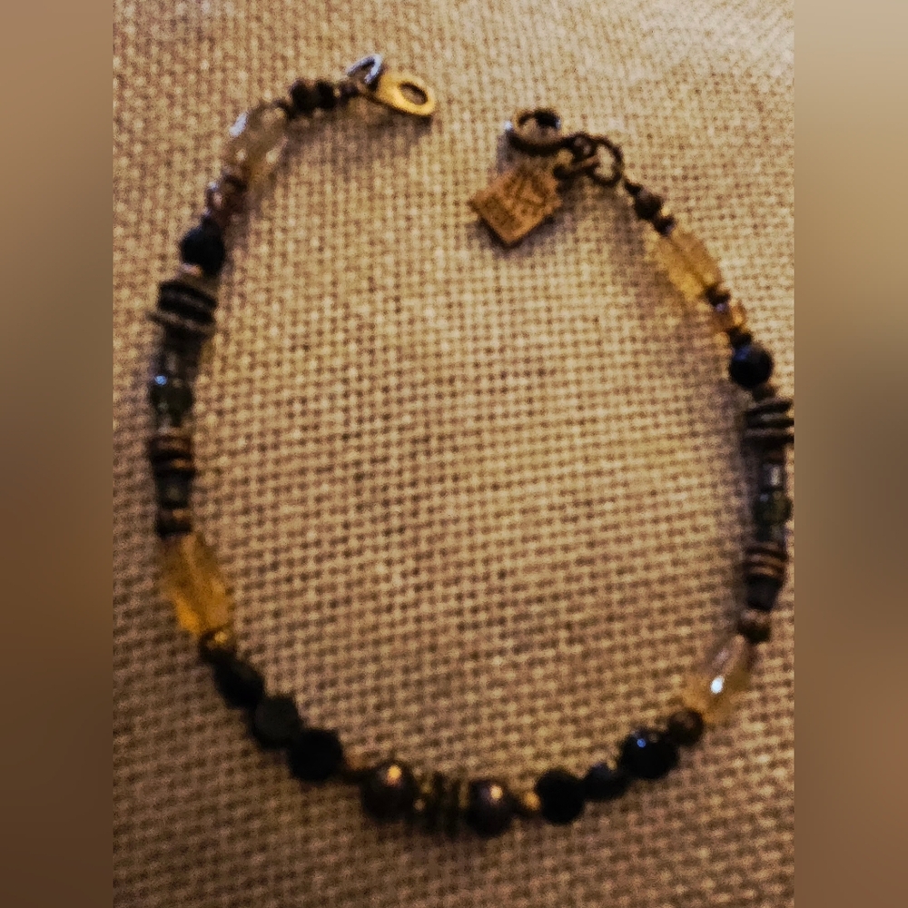 Gold and Black Beaded Bracelet